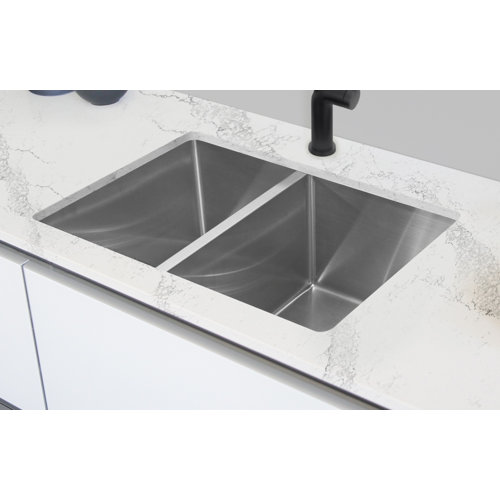 AZUNI Dual Mount 27 inch Stainless Steel Double Bowl Kitchen Sink